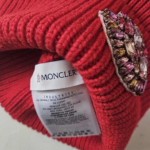 Moncler wool beanie with sparkly Crystal gems On LOGO - Picture 3 of 5